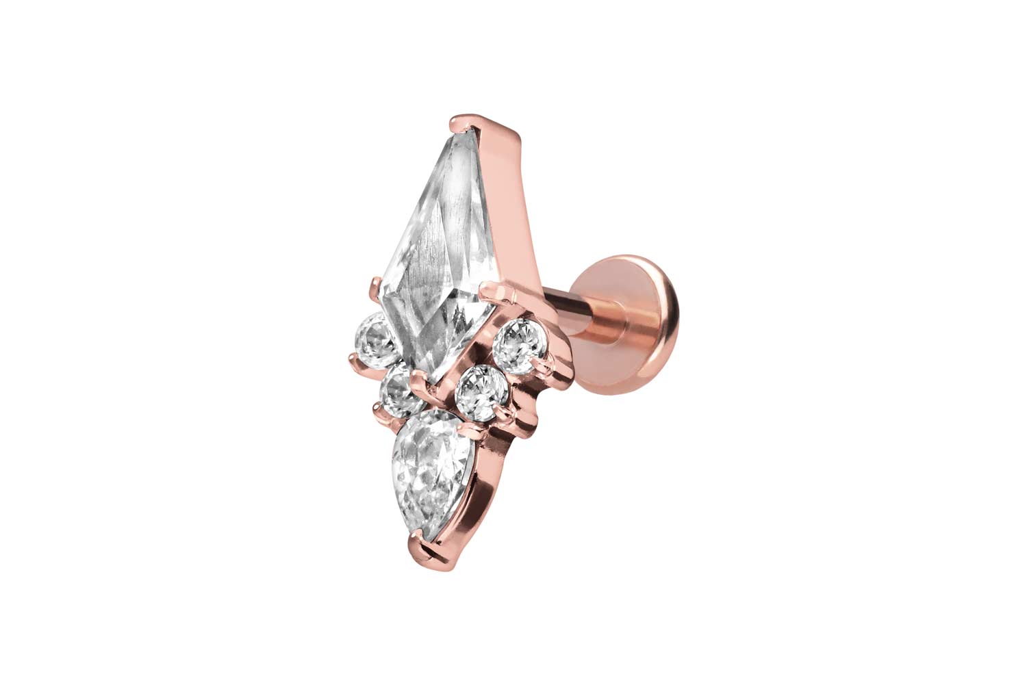 Titan Labret Piercing mit Push Fit KRISTALLSCHILD
